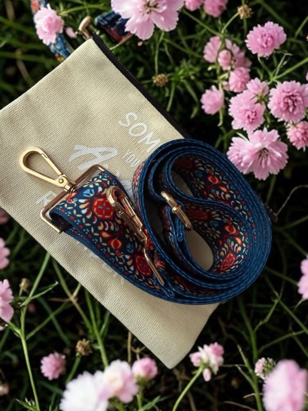 Guitar purse bag strap floral Bohemian pattern NWOT w/ pouch - Picture 5 of 14